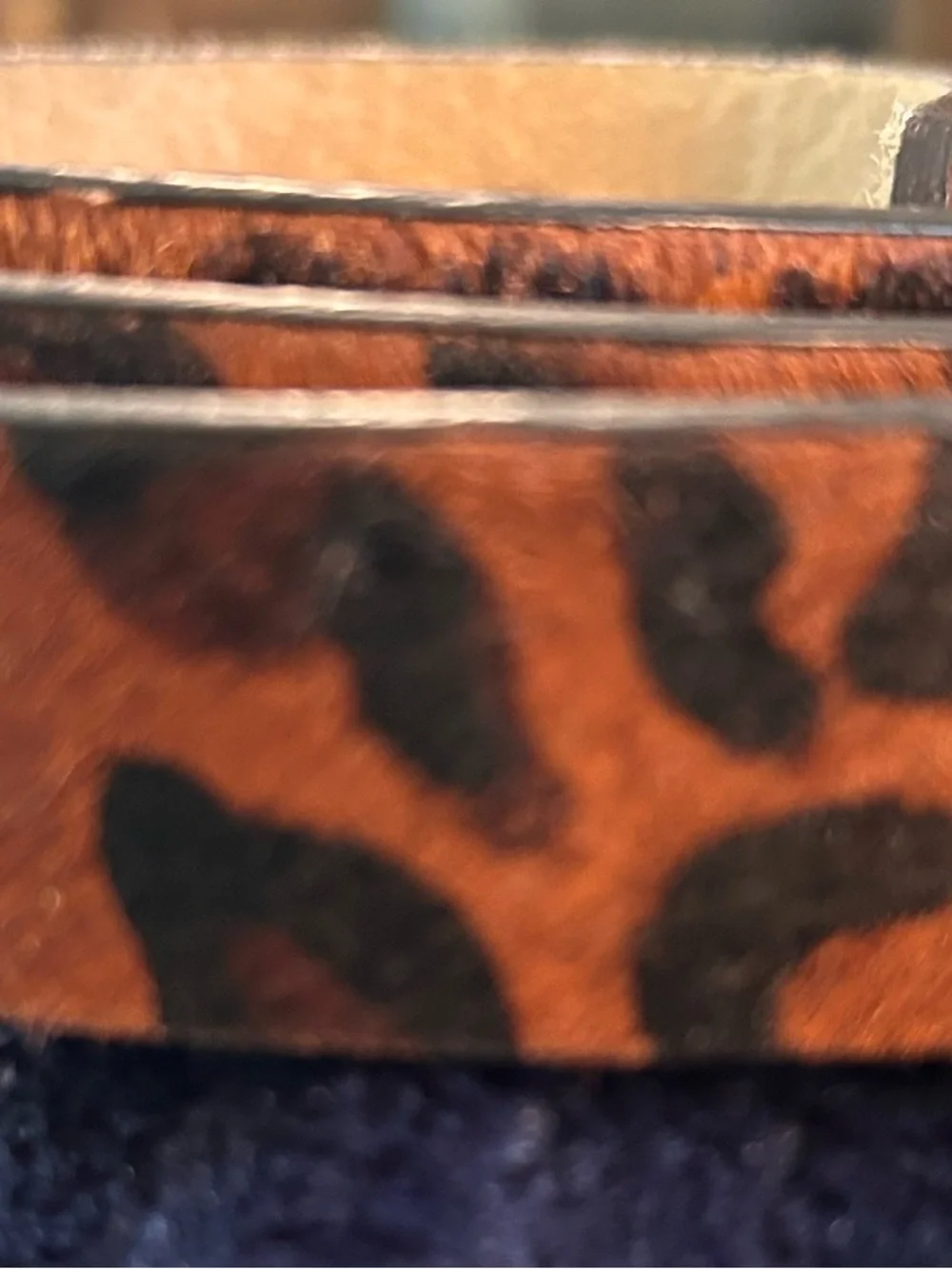 Coldwater Creek Leopard Haircalf Belt with Brass Buckle - Brown/Black - Picture 6 of 11